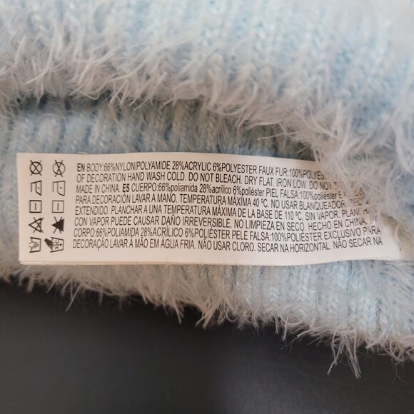 Hello Kitty & Friends X Forever 21 Blue Knit Cardigan W/Faux Fur Collar & Cuff - Picture 5 of 16